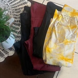 Yellow Tie-Dye and Solid Leggings Set
